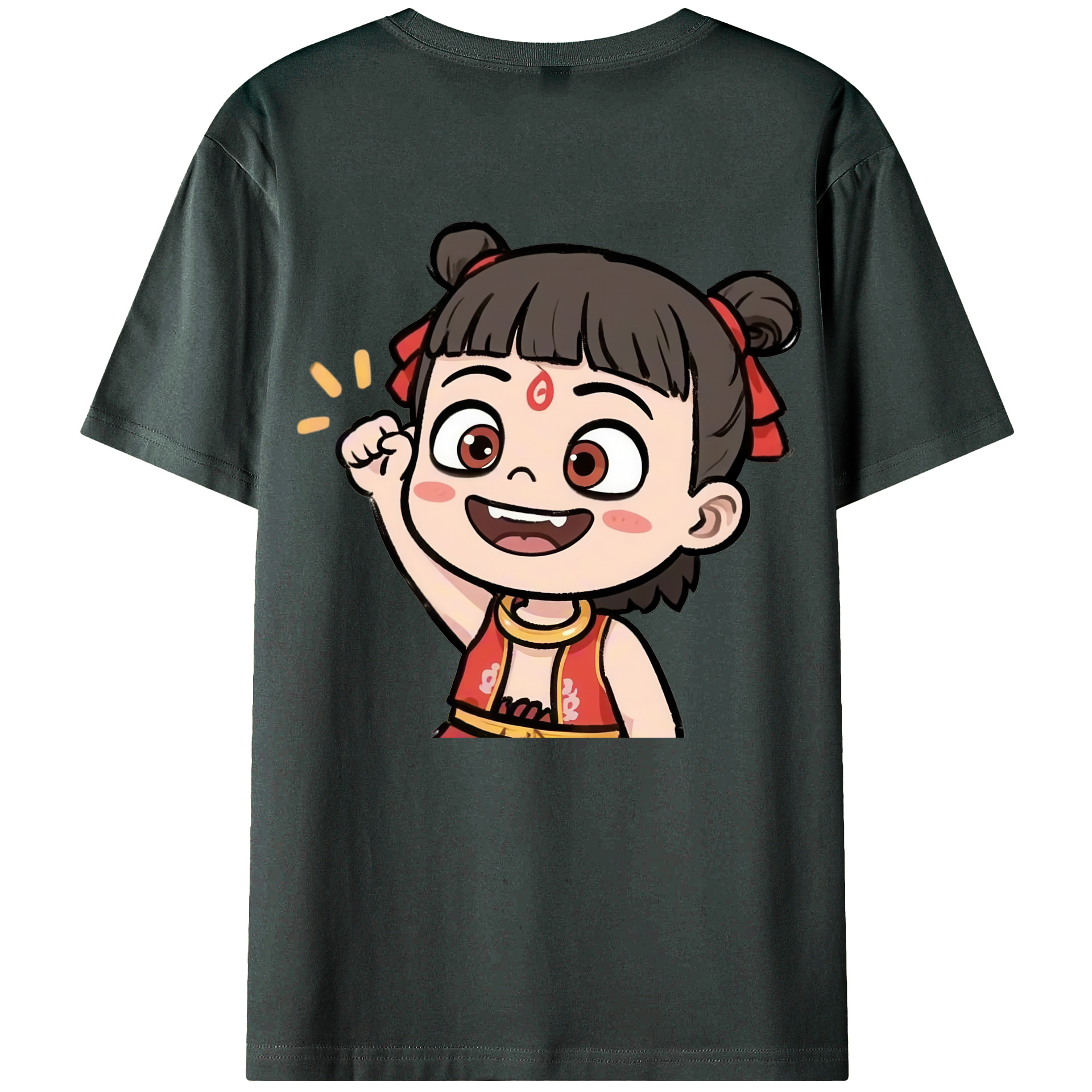 （画像用） Ne Zha 2 ナタ 魔童の大暴れ 綿100％ メンズ半袖Tシャツ（バックプリント） 通気性